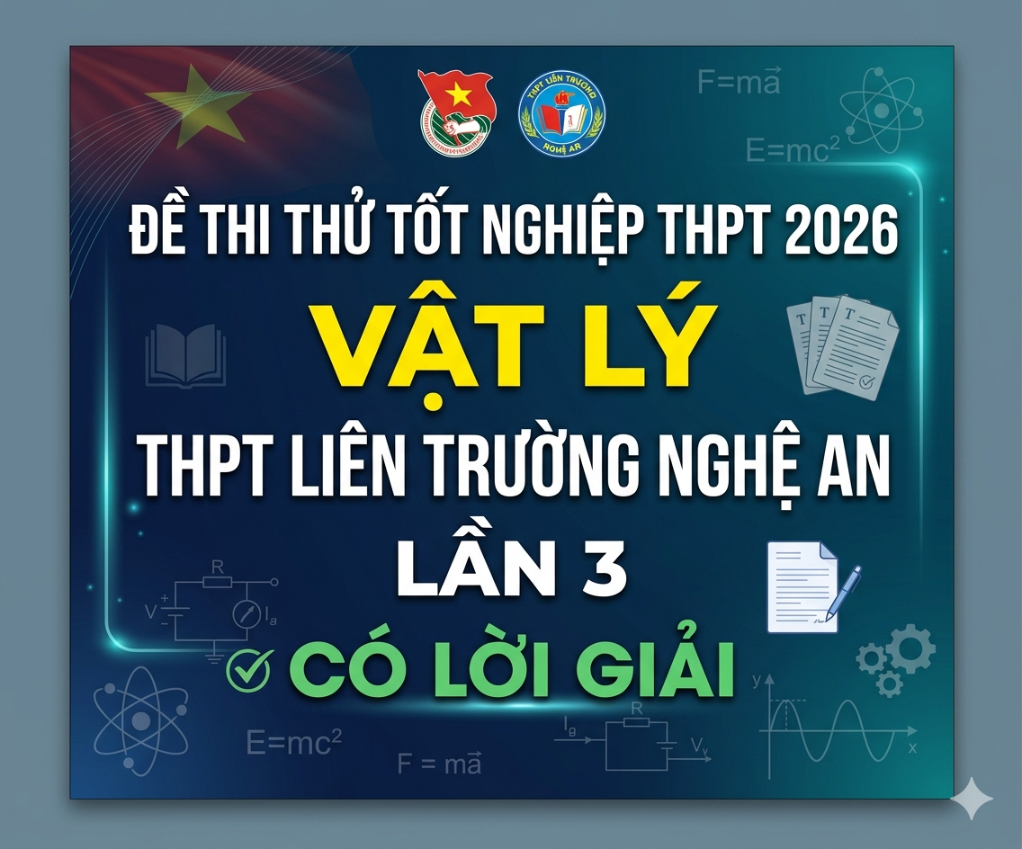 58.  Đề thi thử tốt nghiệp THPT 2026 Vật Lý THPT Liên Trường Nghệ An Lần 3 - Có lời giải